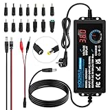 3V-36V Einstellbares Netzteil Universal Netzteiladapter 2A 72W Verstellbarer Netzadapter 100V-240V AC to DC mit LED Spannungsanzeige und 5,5x2,5mm 16Tipps für Haushaltselektronik, DC Motor 2A Max
