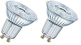 Osram PAR16 LED Reflektorlampe mit GU10 Sockel, Warmweiss (2700K), Glas Spot, 4.3W, Ersatz für 50W-Reflektorlampe, LED STAR PAR16, Warmweiß (Packung mit 2)