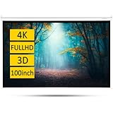 OVERMAX Automatische Hängende Beamer Leinwand groß 100' Zoll 16:9, Abmessungen 221 x 124 cm, Verstellbare Leinwandlänge, Full HD, 4k, Wand-und Deckenmontage, Projektion für Heimkino