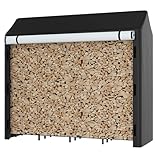 Himimi® Kaminholzregal für den Außenbereich mit Dach und integrierter Abdeckung, 185 x 70 x 185 cm, 2,4 m³/3,5 SRM - Wetterfestes Brennholzregal