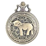 Taschenuhr 3D niedliche Lange Nase Elefant Figur Retro Bronze Hohl Halskette Quarz Taschenuhr Mode Anhänger Uhren für Männer Frauen Kinder Weihnachten Geschenk
