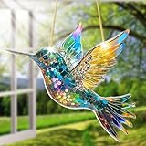Kolibri-Sonnenfänger, Gebeizter Vogel-Sonnenfänger, Sonnenfänger Prisma Kolibri, Vogel-Acryl-Fensterdekoration Anhänger, Buntglas-Fensterdekoration Sonnenfänger, für Fenster, Terrassen, Gärten, Büros