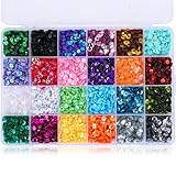 AHQiZFX 16000 Stück Pailletten,24 Farben Basteln Pailletten zum Nähen,Lose Pailletten mit Loch,Glitzer Holographische Pailletten,für Nähen Aufkleben Auffädeln DIY Kunsthandwerk Scrapbooking Schmuck