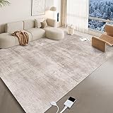 NujorWarm Graphen elektrisch beheizter Teppich, Innenraumheizung Weiche Plüsch Teppich Fußbodenheizung Matte Beheizter mit Timer Schnelle Heizung, Wohnzimmer Schlafzimmer Büro 1500W 160x240cm WS
