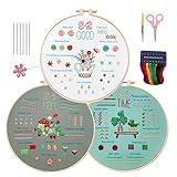 Buerfu Einfache Sticksets für Anfänger,Stickset,3 Sets Kreuzstich-Sets für Anfänger - Nadelspitzen-Sets, Stickset für zu Hause, Stickset für Anfänger für Erwachsene