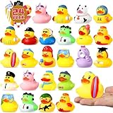 Mikulala 24 Stück Badeente Kinder Gummi Enten Lustige Badeenten Bunt Quietscheente Kleine Badespielzeug für Kinder Geschenk Geburtstagspartys