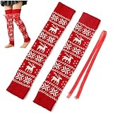 HiyyFloy Frauen Weihnachten Beinwärmer Gestrickte Oberschenkel Hohe Strümpfe Overknee Strümpfe Oberschenkel Hohe Gestapelte Strümpfe Für Mädchen