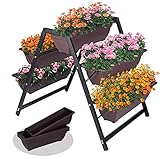 EUROSAKURA Hochbeet mit Etagen, Vertikales hochbeet kunststoff mit Drainagelöchern, Leichtgewicht Pflanzträger, freistehende Blumentreppe, für Blumen, Kräuter, Gemüse, 65 x 90 x 79 cm
