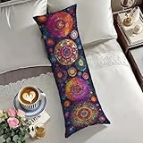Mandala Seitenschläferkissen Bezug Seitenschläferkissen 140x40 cm Hell Kissenbezug 40x140 cm Body Pillow Samt kopfkissen mit Unsichtbarem Reißverschluss pillowpregnancy pillow, Zierkissenbezüge O-1680