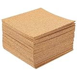 ifundom 60 Stück Selbstklebende Quadratische Korkplatten 10X10cm Flexible Korkuntersetzer zum Zuschneiden Selbstgemacht Bastelmaterial Hitzebeständig und Schützend für Tisch und