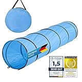 Hunde Agility Tunnel - Hundetunnel Spieltunnel Agilitytunnel Hundehöhle inkl. Heringe und Transporttasche (200 x 43 cm)