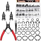 Tanstic 310Pcs C-Clip Externe Sicherungsringe Sprengringe Sortiment Kit(M4-M28) + E-Clip E Clip Sortiment(1.5mm-10mm) mit Sprengring Zange und Pinzette