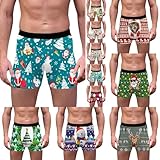Dasongff Boxershorts Weihnachten Herren,Unterwäsche Herren,Casual Anliegender Unterhosen Modische Slip Sportliche Kurze Hosen Mode Weinachten Kostüm Papa Geschenk Weihnachten
