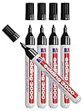 edding Permanentmarker 3000, schwarz, 1,5-3 mm, nachfüllbar, 5er-Pack, 4-3000001_5