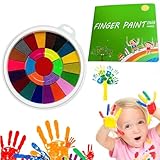 JAONLD Fingerfarben Kinder Ungiftig,Waschbares 25-Farben-Set mit Kleinkindfreundlichem Kunstbuch,Fingerfarben Kinder Sauberes Fingermalen Malfarben Kinder Ideal für Kreativen Spaß