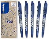 PILOT - FriXion Ball 0.7 Set - 5 Stück: Farbe Blau - Radierbare Tintenroller 0,4mm Strichstärke - Angenehme Schreibführung, Thermosensitive Tinte, Austauschbare Mine - Mittlere Spitze