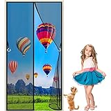 Fliegenvorhang terrassentür 175 x 190 cm Insektenschutz Magnet Fliegenvorhang, mit Heavy Duty Mesh faltbar, Luft kann frei strömen, für Flure/Türen Schwarz