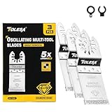 TOLESA Oszillierende Multitool Sägeblätter 3 Stück, Diamant Multifunktionswerkzeug Klingen Set zum Entfernen von Fugenmörtel, Reinigen von Mörtel, TOLD34P