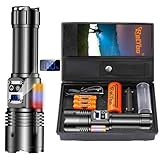 Relybo Taschenlampe Led Aufladbar, Led Taschenlampe Extrem Hell 500000 Lumen, 2 Schalte & 9 Modi & COB Seitenlicht, Starke Taktische Taschenlampen Usb C Batteriebetrieben Für Outdoor Notfälle Camping