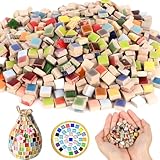 RANJIMA Keramik Mosaikfliesen, Mosaik Steine Bunt Mosaikstücke, Mosaiksteine zum Basteln Set für Handwerk, Blumentöpfe, DIY-Mosaikprojekte, Fotorahmen, Heimdekoration, Basteln, Haus Deko (Bunt)