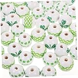 Tofficu 60St zubehör für holzperlen selber machen Mardi-Gras-Perlen St Patrick's Tag handgemachte holzperlen für armbänder Patrick Perlen DIY Girlande Holzperle Light Green