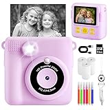 Kinderkamera, Sofortbildkamera,1080P 2.4 Zoll Bildschirm Digitalkamera mit 16x Digitalzoom, 32GB TF Karte,Druckpapier, Kamera Geschenk für Kinder 3-12 Jahre