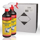 Pufas 5404000 Schimmelspray Antischimmelspray zum schnellen und gründlichen Entfernen von Schimmel, Grünbelägen, Stockflecken, Bakterien und Algen, 6x 1L