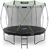 KINETIC SPORTS Trampolin Outdoor 'Ultimate Pro' Ø 244/305/366/427 cm – TÜV Rheinland, Kindertrampolin mit Leiter, Fieberglas-Netz, Gartentrampolin im Kürbis-Design, bis zu 160 kg