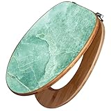 banjado Design WC Sitz Bambus 45x37,5cm - Toilettendeckel - Toilettensitz Bambus - hochwertiger Klodeckel - WC-Sitz Universal für alle gängigen Toiletten - Motiv Grüner Marmor 2