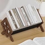 THYGIFTREE Kippbares Bücherregal aus Holz für Wohnzimmer/Zuhause/Büro, Schreibtisch-Bücherregal-Organizer, Bücherregal-Aufbewahrungsregal zur Präsentation von CDs/Magazine/Books Display (Dunkelbraun)