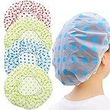Duschhauben für Damen, wasserdichte Duschhauben, wiederverwendbar, elastische Haar-Badehauben für Damen, Spa, Salon, 4 Stück
