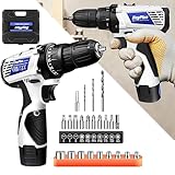 Akku-Bohrschrauber-Set mit 23-teiligem Zubehör im handlichen Koffer Leistungsstarker Mini-Schrauber 18+1 Drehmoment Einstellung 1 Akku