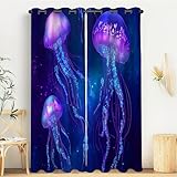 CDXNORA Psychedelisch Thermovorhang - Lila Qualle Gardinen Mit Ösen H137 X B117 cm (2Er Pack) Blickdichte Vorhänge Schlafzimmer Blackout Curtain Verdunkelung Wärmeisolierend