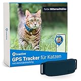 Tractive GPS Tracker für Katzen. Weltweite Live-Ortung und Verlauf. Passt auf alle Halsbänder (Blau)
