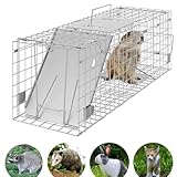 Tierfreundliche Lebendfalle Maus Ratte Marder Katze Siebenschläfer in 61x19x21cm, Mausefalle Lebend Rattenfalle Lebendfalle Groß, Wiederverwendbar Katzefalle Lebend Käfig Falle für Lebende Tiere