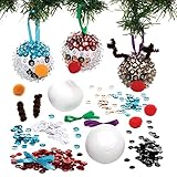 Baker Ross FC101 Weihnachten Pailletten Dekoration Bastelset - 4er Pack, Bastelt Eure Eigenen Weihnachtsdekorationen, Kugel Dekorationen für Kinder zum Basteln und Aufhängen