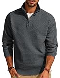 PJ PAUL JONES Pullover Herren Troyer Strickpullover mit Reissverschluss Winter Pullover Stehkragen Dunkelgrau XL