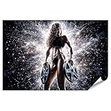 islandburner Premium Poster Muskulöse Frau mit Gewichten im Fitnessstudio Poster - Standard