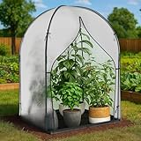 SUNYRISY Gewächshaus Klein Überwinterungszelt für Pflanzen, 3-lagige Blasenfilm Tomatengewächshaus Foliengewächshaus für Balkon, Garten, mit Wasserdicht Bodenplane, L 120 x B 120 x H 180 cm