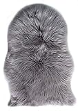 TucKer Faux Lammfell Schaffell Teppich Lammfellimitat Teppich Longhair Fell Optik Nachahmung Wolle Bettvorleger Sofa Matte (Grau)