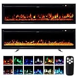 INMOZATA 102cm/40 Zoll Elektrokamin mit Heizung 900W&1800W, 3-in-1 Elektrischer Kamin Stand/Wand/Einbaukamin mit 3D-Flammeneffekt, 12 Flammenfarben, Heizfunktion, Thermostat, Timer, Fernbedienung