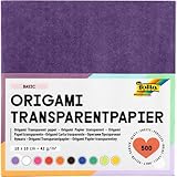 folia 825/1010 - Transparentpapier - Faltblätter, 10 x 10 cm, 500 Blatt, 42 g/qm, sortiert in 10 Farben - ideal für wunderschöne Faltfiguren und -formen