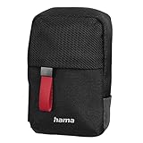 Hama Kameratasche Matera 60H (kleine Fototasche mit Nackengurt und Gürtelschlaufe, Kameratasche für kleine Digitalkameras, Umhängetasche, mit Tragegurt und Zubehörfächern, recyceltes PET) schwarz