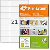 Printation Universal Etiketten 70 x 42,3 mm - 525 Etiketten selbstklebend weiß auf 25 DIN A4 Bogen 3x7-21 pro A4 Bogen Adressaufkleber selbstklebend Internetmarke 4470 4361 70x42,3 Labels/Sticker