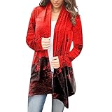 Generisch 2026 Frauen Winter lässige Mode Langarm Strickjacke Spaß Halloween Print Damen Strickjacke Jacke (Red, XL)