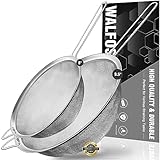 Walfos Großes extra feines Maschensieb 9,5' & 8', Edelstahlsieb mit stabilem Griff, Küchensiebe für Quinoa, Nudeln, Obst, Gemüse, Reis, usw., 2er-Set