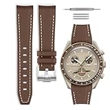HORACE Omega x Swatch MoonSwatch kompatibles Kautschuk-Uhrenarmband 20 mm (Braun – Weiße Naht)