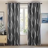 Deconovo AbdunklungsVorhänge Wärmeisolierend dicke Thermovorhänge LärmschutzVorhänge für Wohnzimmer Blickdichte Vorhänge, 180x140 cm(HöhexBreite), Dunkelgrau, 2er Set