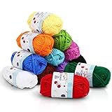 LEMESO 12 Farben Wolle zum Stricken Häkeln Acryl Garn Stricken Handstrickgarn Häkelgarn Acrylgarn Strickwolle für Doppelt , Kunsthandwerk