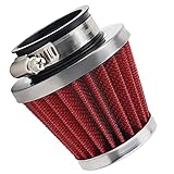 AHL 1 x 42mm Hohe leistung Luftfilter 42mm Motorrad Luftfilter Clamp Gummi Sportluftfilter Rot